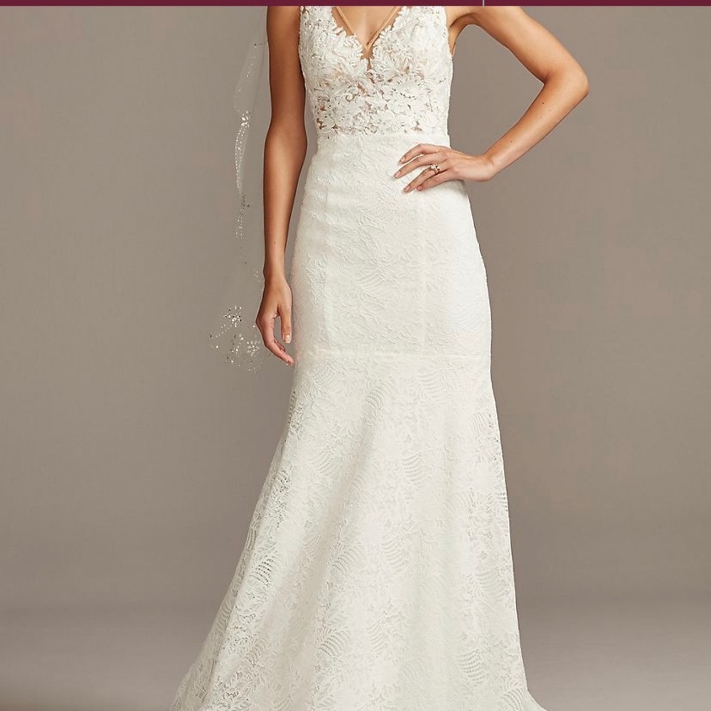 Floral Appliqué Lace Illusion Wedding Gown